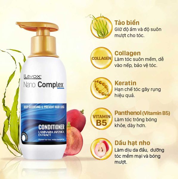  Dầu Xả Làm Sạch Sâu Ngăn Rụng Tóc Lavox Nano Complex 300ml 