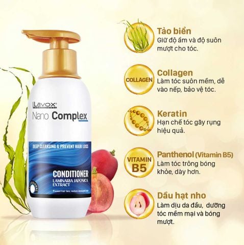  Dầu Xả Làm Sạch Sâu Ngăn Rụng Tóc Lavox Nano Complex 300ml 