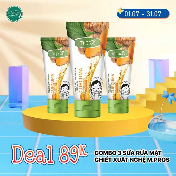  Combo 3 Sữa Rửa Mặt Ngăn Ngừa Mụn Chiết Xuất Nghệ M.pros 