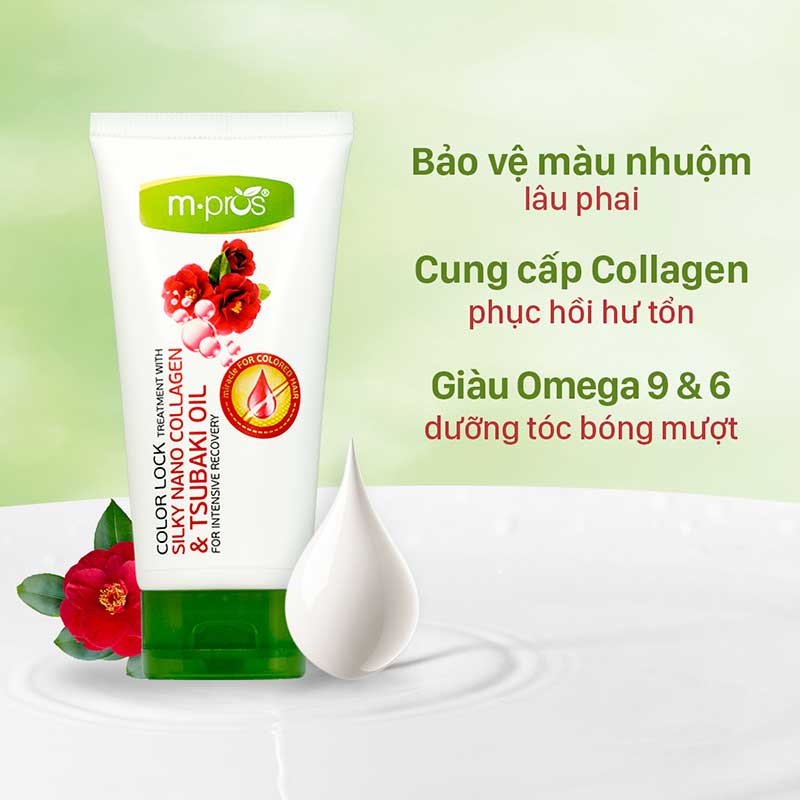 Hấp Khóa Màu Tơ Tằm Nano Collagen & Tsubaki Oil Phục Hồi Chuyên Sâu