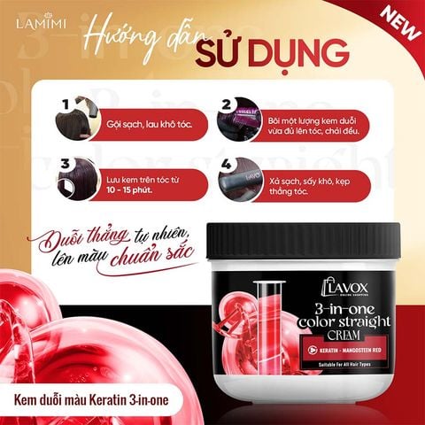  Kem Duỗi Màu Keratin 3-In-One Lavox Online Shopping – Đỏ Măng Cụt 