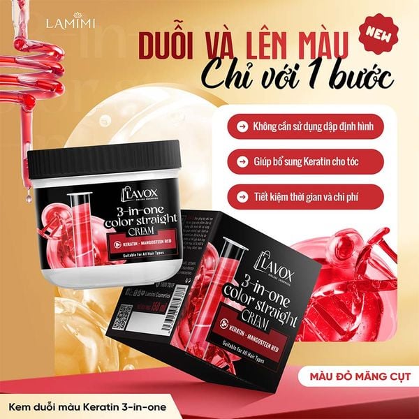  Kem Duỗi Màu Keratin 3-In-One Lavox Online Shopping – Đỏ Măng Cụt 