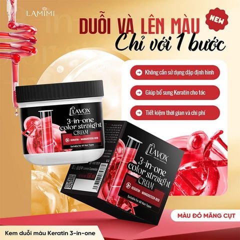  Kem Duỗi Màu Keratin 3-In-One Lavox Online Shopping – Đỏ Măng Cụt 