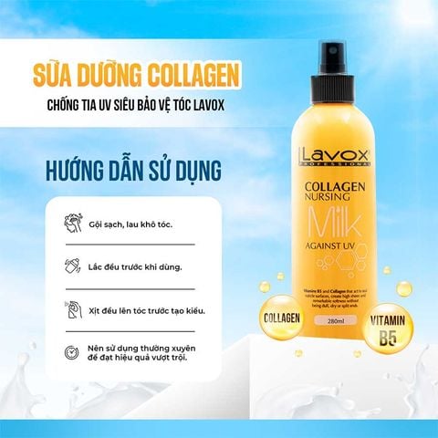  Xịt Dưỡng Collagen Lavox - Ngăn Ngừa Tia UV & Bảo Vệ Tóc 