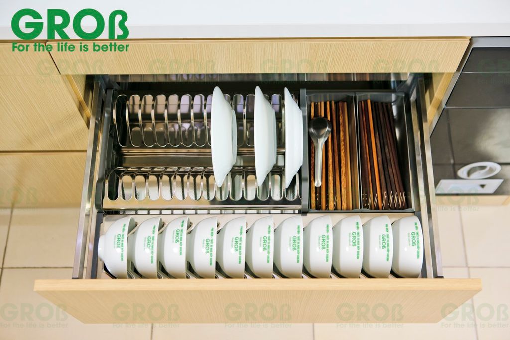 Kệ bát đĩa đa năng inox hộp - gắn cánh