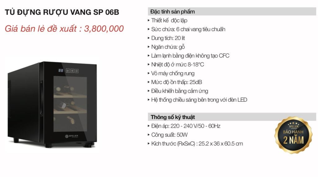 Tủ đựng 6 chai rượu vang SP 06B