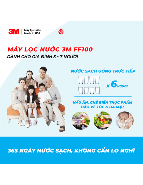 MÁY LỌC NƯỚC LẮP DƯỚI BỒN RỬA 3MFF100 KHÔNG KÈM VÒI - 3M FF100