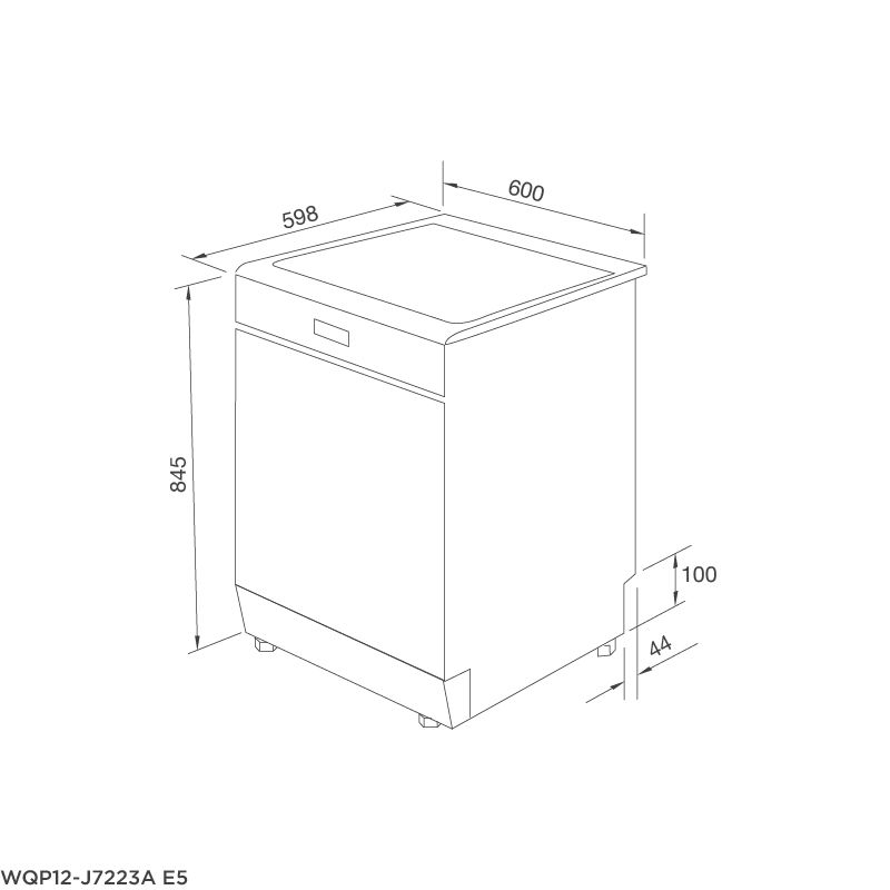 Máy rửa chén đứng độc lập WQP12-J7223A E5 - Malloca