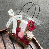 Hộp vuông quai đen đựng hoa, quà (1 chiếc) - THH0152
