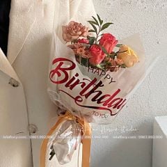 Giấy gói hoa bóng kính chữ Happy Birthday gói hoa tươi, hoa sáp (1 xấp 15 tờ) - GIA0077