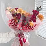Giấy gói hoa bóng kính chữ Happy Birthday gói hoa tươi, hoa sáp (1 xấp 15 tờ) - GIA0077