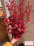 Cành đào đông giả có lá nhiều màu, hoa trang trí, decor nhà cửa - HOG0006
