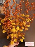Cành đào đông giả có lá nhiều màu, hoa trang trí, decor nhà cửa - HOG0006
