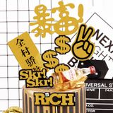 Set 10 que cắm chữ RICH, $ Vàng, que cắm bánh sinh nhật - QCB0055