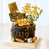Set 10 que cắm chữ RICH, $ Vàng, que cắm bánh sinh nhật - QCB0055