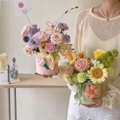 Hộp trụ mini size 12cm cắm hoa tươi, hoa sáp (không kèm hoa) - THH0161