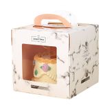 Hộp đựng bánh kem mặt mika vân đá (kèm đế bánh) - THB0002
