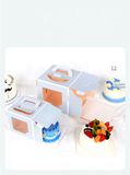 Hộp đựng bánh kem mặt mika màu xanh (kèm đế bánh) - THB0001