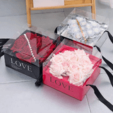 Hộp vuông bạc lõi trái tim nắp mika (không bao gồm hoa) - THH0117