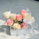 Túi mika trơn cắm hoa tươi, hoa len (1 chiếc) - THH0157