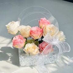 Túi mika trơn cắm hoa tươi, hoa len (1 chiếc) - THH0157