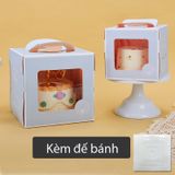 Hộp đựng bánh kem mặt mika màu xanh (kèm đế bánh) - THB0001