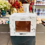 Hộp đựng bánh kem mặt mika vân đá (kèm đế bánh) - THB0002
