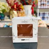 Hộp đựng bánh kem mặt mika vân đá (kèm đế bánh) - THB0002