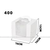 Hộp đựng bánh kem mặt mika màu Trắng (kèm đế bánh) - THB0006