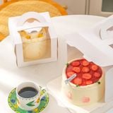 Hộp đựng bánh kem mặt mika màu Trắng (kèm đế bánh) - THB0006