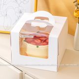 Hộp đựng bánh kem mặt mika màu Trắng (kèm đế bánh) - THB0006