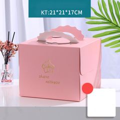 Hộp đựng bánh kem màu Hồng Cakes share with you (kèm đế bánh) - THB0016