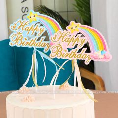 Que cắm Happy Birthday cầu vồng (1 chiếc) - QCB0004