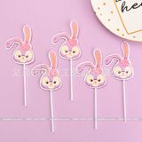 Que cắm hình thỏ tím trang trí bánh sinh nhật - QCB0043