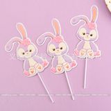 Que cắm hình thỏ tím trang trí bánh sinh nhật - QCB0043