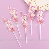 Que cắm hình thỏ tím trang trí bánh sinh nhật - QCB0043