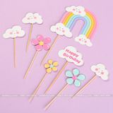 Set 8 que cắm hình cầu vồng trang trí bánh - QCB0049