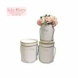 Bộ 3 chiếc hộp trụ tròn có nắp kèm quai LOVE - THH0046