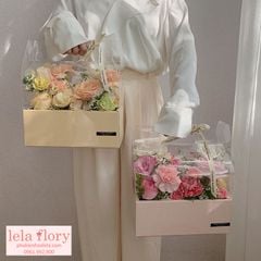 Túi mika đáy chữ nhật cắm hoa, túi đựng bánh sinh nhật mini - THH0060