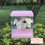 Hộp trụ mika vuông cắm hoa tươi, hoa sáp, hộp mika cắm hoa - THH0067