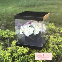 Hộp trụ mika vuông cắm hoa tươi, hoa sáp, hộp mika cắm hoa - THH0067