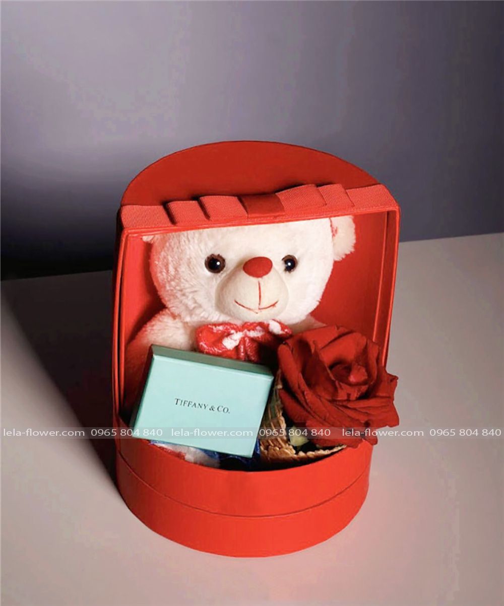 Hộp trụ tròn cắm hoa có cửa trượt, hộp đựng quà độc đáo, hộp đựng gấu bông xinh xắn - THH0069.1