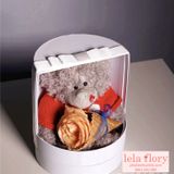 Hộp trụ tròn cắm hoa có cửa trượt, hộp đựng quà độc đáo, hộp đựng gấu bông xinh xắn - THH0069