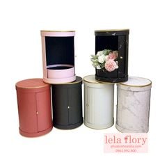 Hộp trụ tròn có cửa xếp cắm hoa, hộp đựng quà độc đáo - THH0075