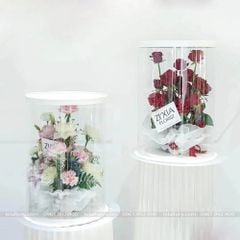 Hộp Mika trụ tròn cắm hoa tươi, hoa sáp - THH0082