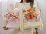 Túi mika đáy hình vuông có đế cắm hoa (có quai) phong cách Hàn quốc - THH0086