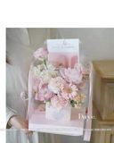 Túi mika đáy hình vuông có đế cắm hoa (có quai) phong cách Hàn quốc - THH0086