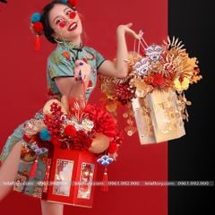 Hộp giấy hình lục lăng cắm hoa Tết (1 chiếc) - THH0090