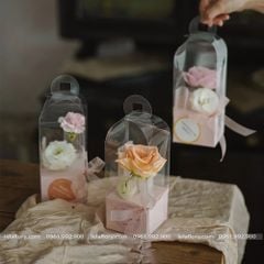 Hộp Mika mini cắm 1 bông hoa tươi, hoa sáp - THH0104