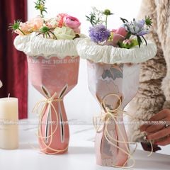 Hộp làm bó hoa tươi, hoa sáp 1 set 5 túi (Mẫu mới) - THH0108